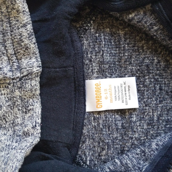 gymboree plush knit marled navy zip-up hoodie sweatshirt 6-12 months baby boy - Picture 2 of 6